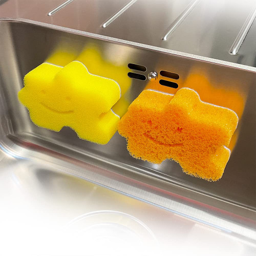 DEKRAMTON Sticky Sponge - Odor Resistant, Non Scratch, No Sponge Holder, Multi Purpose Scrubber - Heavy Duty Sponges for Kitchen Sink, Dish Washing, Bathroom, Bathtub, Tile - 2 Pack