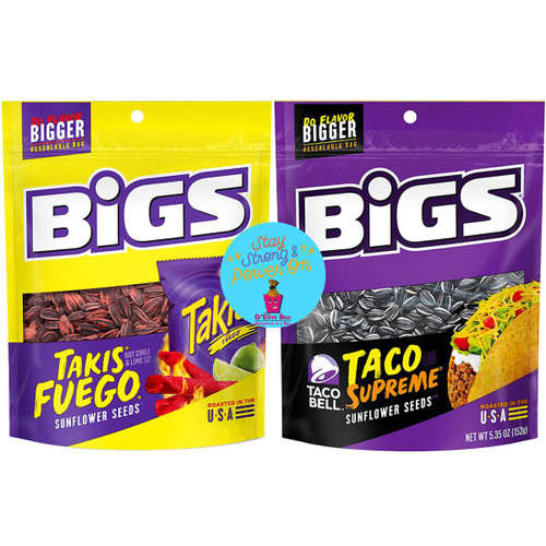 D'Elite Box Sunflower Seeds Variety Pack 2 Flavor Combo BIGS Takis Chili Lime and Taco Supreme 5.35oz bags each - Keto Friendly - Pack of 2 comes bundled with an inspirational magnet by D'Elite Box D'Elite Box Sunflower Seeds Variety Pack 2 Flavor Combo BIGS Takis Chili Lime and Taco Supreme 5.35oz bags each - Keto Friendly - Pack of 2 comes bundled with an inspirational magnet by D'Elite Box