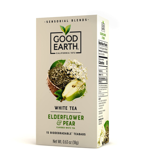 Good Earth Sensorial Blend All Natural Elderflower & Pear White Tea, 15 Count Tea Bags (Pack of 5)