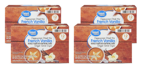 Great Value Cappuccino Coffee and Hot Drink Single Serve Pods, 12 Count (French Vanilla Cappuccino, Pack of 4)