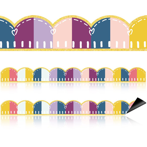 12 Pieces Magnetic Borders for Classroom Whiteboard Colorful Bulletin Board Border Strips Border Trim for Classroom Office Decor (Confetti Circle)