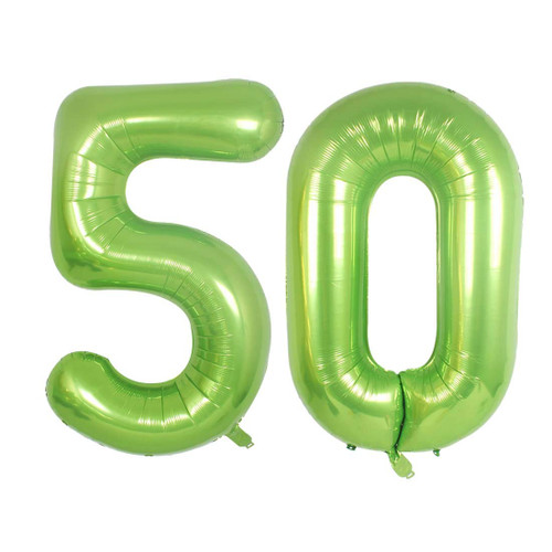 Green Foil 40 in 50 Helium Jumbo Number Balloons, 50th Birthday Decoration Digital Balloon for Women or Men, 50 Year Old Party Supplies