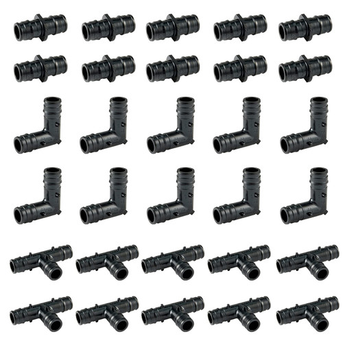 GUOFIS 3/4" Poly PEX A Expansion Fitting,30 Pack PPSU PEX F1960 Combo Fittings with Tees "T"(10PCS), Elbows(10PCS), Coupling(10PCS),3/4Inch Pex Plastic Fitting for Pex-A Pipe in Plumbing