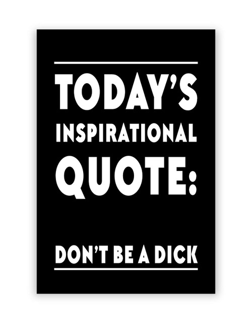 Home Of Merch Motivation Today's Inspirational Quote Don't Be a Dick Motivational Poster 16X24 Inches