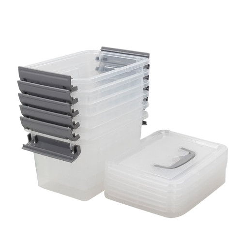 Jekiyo 6 Pack 3.5 Quart Storage Container Box with Lid, Plastic Latch Storage Bins Jekiyo 6 Pack 3.5 Quart Storage Container Box with Lid, Plastic Latch Storage Bins