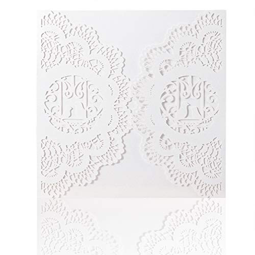 20pcs Elegant Wedding Invitation Cards Cover Laser Cut Love Bird Floral Lace Invitation Template Cardstock for Bridal Baby Shower Engagement Birthday Party Graduation