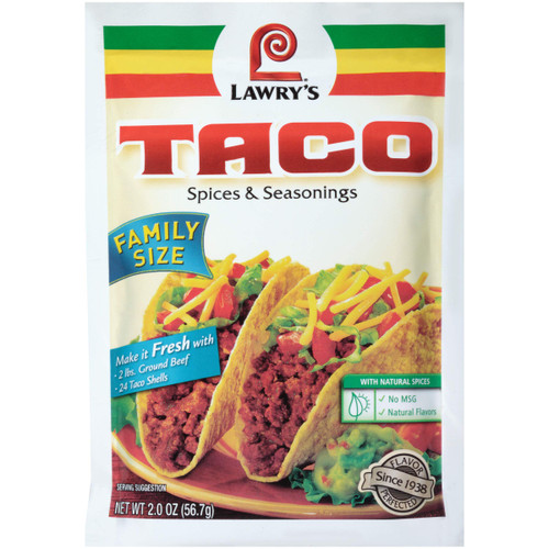 Lawry's Family Size Taco Spices & Seasonings Mix, 2 oz (Pack of 10)