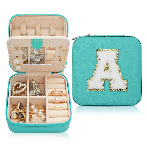 Longwu Travel Jewelry Organizer for Women Girls,Mini Travel Jewelry Case,Travel Ring Organizer Necklace Organizer Earring Organizer Box,Small Jewelry Organizer,Gifts for Girls Women,Travel Essentials Green-S