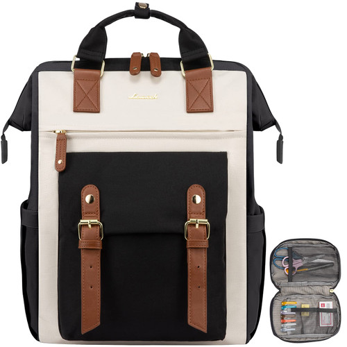 LOVEVOOK Laptop Backpack, Teacher Nurse Work Travel Backpacks Purse for Women, Computer Bag with USB Charging Port, 15.6 inch Black Brown