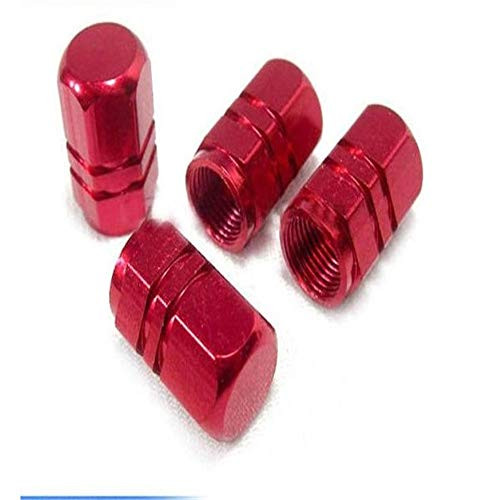 SONGAHNG510 Tire Stem Valve Caps Aluminium Car Dustproof Caps Tire Wheel Stem Air Valve Caps (RED-Chrome)