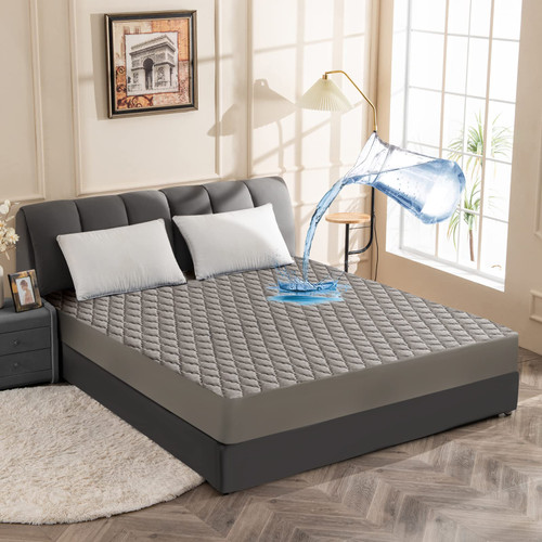 Mafudoxi Mattress Protector, Queen Mattress Protector, Breathable Mattress Cover, Premium Soft Filling Waterproof Mattress Protector Pad with 8"-18" Deep Pocket (Grey 60x80 inch) Mafudoxi Mattress Protector, Queen Mattress Protector, Breathable Mattress Cover, Premium Soft Filling Waterproof Mattress Protector Pad with 8"-18" Deep Pocket (Grey 60x80 inch)