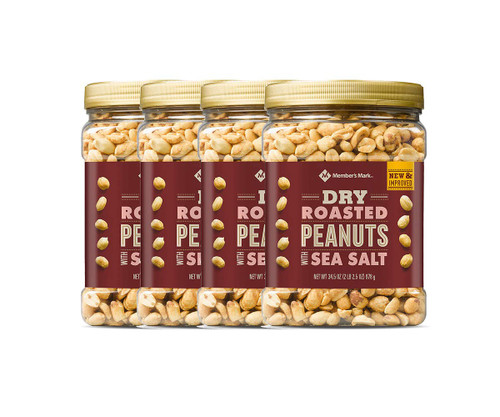 Member's Mark Dry Roasted Peanuts with Sea Salt (34.5 oz.) Pack of 4 Member's Mark Dry Roasted Peanuts with Sea Salt (34.5 oz.) Pack of 4