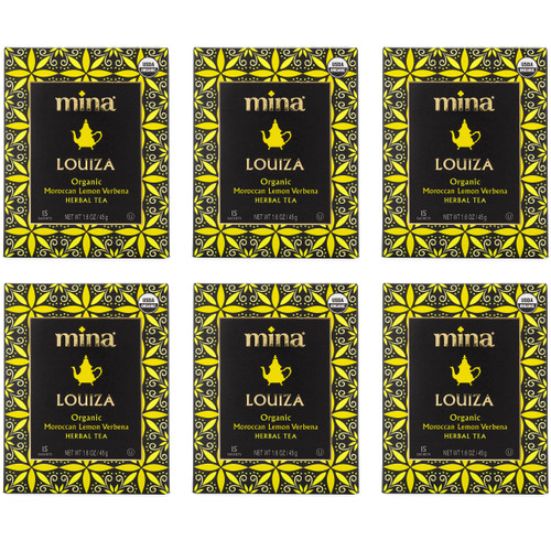 Mina Louiza, Organic Moroccan Lemon Verbena Herbal Tea, 15 Biodegradable Sachets - 6 Pack