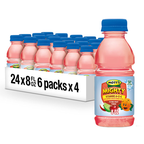 Mott's Mighty Flying Fruit Punch Juice Drink, 8 fl oz bottles (Pack of 24)