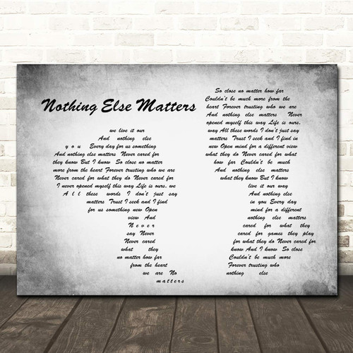 Nothing Else Matters Man Lady Couple Grey Song Lyric Quote Wall Art Poster Gift Present Print