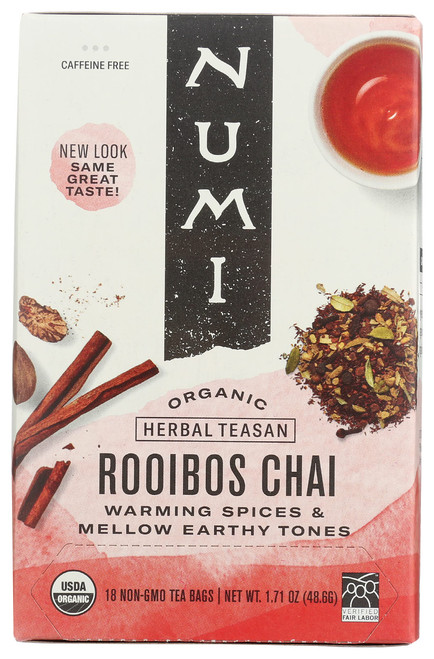 Numi Organic Tea, Rooibos Chai, 18 Non-GMO Tea Bags