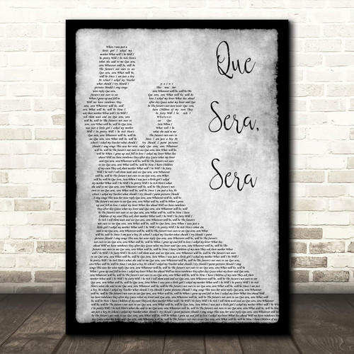 Que Sera, Sera Grey Song Lyric Man Lady Dancing Quote Wall Art Poster Gift Present Print
