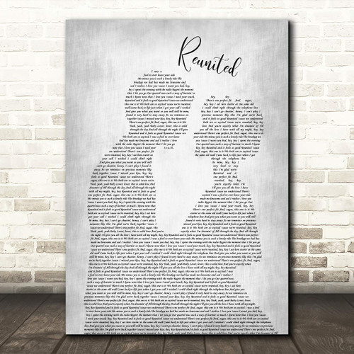 Reunited Man Lady Bride Groom Wedding Grey Song Lyric Quote Wall Art Poster Gift Present Print Reunited Man Lady Bride Groom Wedding Grey Song Lyric Quote Wall Art Poster Gift Present Print