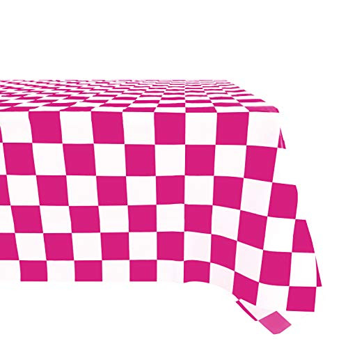 Salsell 3 Pack Rose Red & White Checkered Plastic Tablecloth,54"x108" Rectangle Table Covers for Party