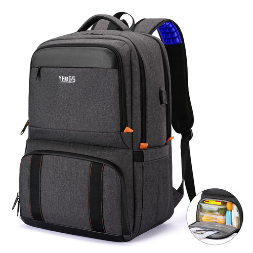 RUCYEN Lunch Backpack, 17.3 Inch Large Lunch Backpack Insulated Cooler Bag Travel Laptop Backpack with USB Port for Men Women, RFID Blocking Travel Bookbag for Work Picnics Black RUCYEN Lunch Backpack, 17.3 Inch Large Lunch Backpack Insulated Cooler Bag Travel Laptop Backpack with USB Port for Men Women, RFID Blocking Travel Bookbag for Work Picnics Black