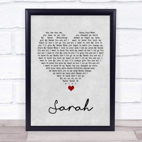Sarah Grey Heart Song Lyric Grey Heart Poster Art Print Sarah Grey Heart Song Lyric Grey Heart Poster Art Print