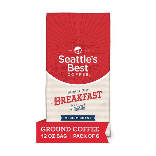 Seattle's Best Coffee Breakfast Blend Medium Roast Ground Coffee | 12 Ounce (Pack of 6)