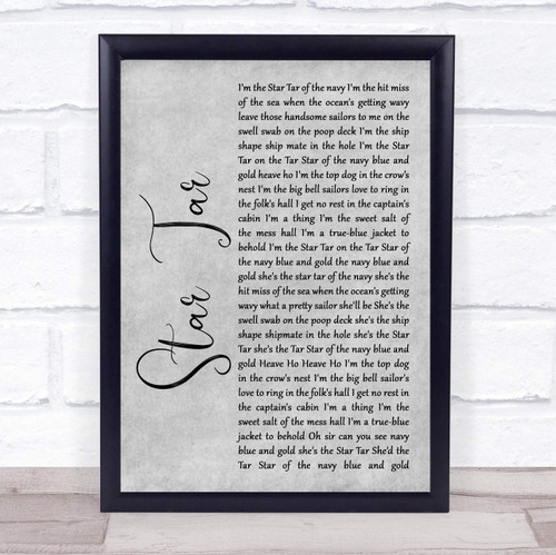 Star Tar Grey Rustic Script Song Lyric Grey Rustic Script Poster Art Print