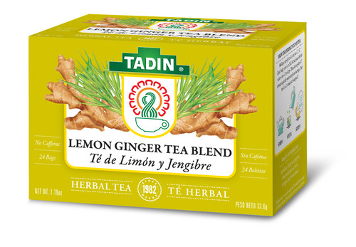 Tadin Lemon Ginger Tea Blend Herbal Tea, Caffeine Free, 24 Tea Bags, Pack of 6 Tadin Lemon Ginger Tea Blend Herbal Tea, Caffeine Free, 24 Tea Bags, Pack of 6