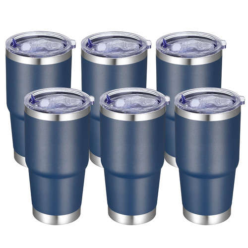 VEGOND 20 oz Tumbler with Lid and Straw, Stainless Steel Double Wall Vacuum Insulated Travel Mug Powder Coated Coffee Cup for Cold & Hot Drinks, Navy 6 Pack VEGOND 20 oz Tumbler with Lid and Straw, Stainless Steel Double Wall Vacuum Insulated Travel Mug Powder Coated Coffee Cup for Cold & Hot Drinks, Navy 6 Pack