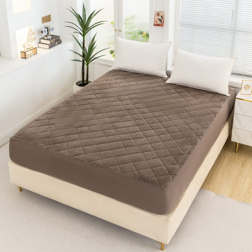 Yinlnpaul Twin Size Fitted Sheet, Velvet Fitted Sheet Quilted Mattress Pad Protector Breathable Fitted Sheet Mattress Cover Fitted 21" Deep (Twin, Gray) Yinlnpaul Twin Size Fitted Sheet, Velvet Fitted Sheet Quilted Mattress Pad Protector Breathable Fitted Sheet Mattress Cover Fitted 21" Deep (Twin, Gray)