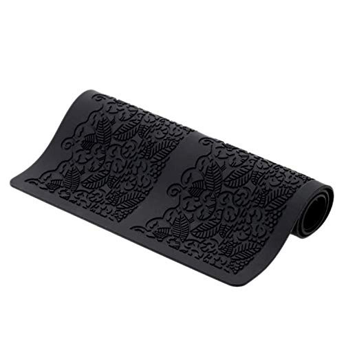 OKUBOX Fondant Silicone Lace Mat Black Cake Silicone Cake Mould Sugar Edible Lace Cake Silicone Embossing Mat Texture Fondant Impression Lace mat Side Decorating for Wedding Cake