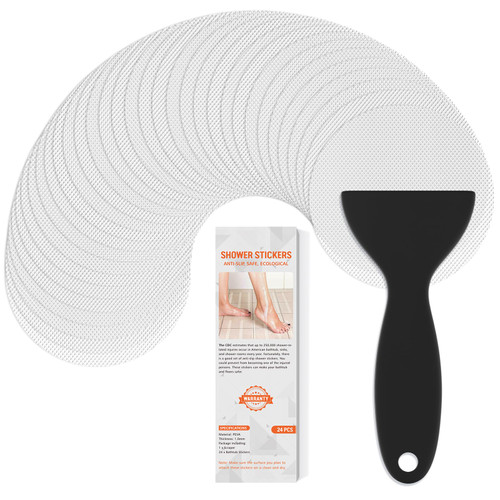 Non Slip Bathtub Stickers, 24 PCS Shower Stickers for Safety Bathroom Tubs, Bathtub Non Slip Stickers and Adhesive Decals Scraper for Bath Tub, Shower Floor, Stairs, Ladders(Round Shape, Grey) Non Slip Bathtub Stickers, 24 PCS Shower Stickers for Safety Bathroom Tubs, Bathtub Non Slip Stickers and Adhesive Decals Scraper for Bath Tub, Shower Floor, Stairs, Ladders(Round Shape, Grey)