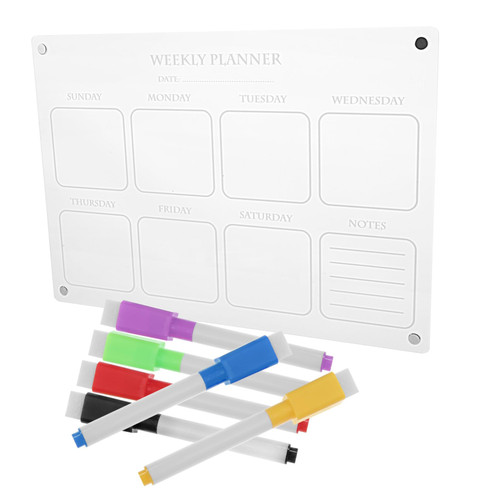 STOBOK 1 Set Weekly Plan Writing Board Weekly Fridge Board Dry Erase Fridge Magnetic Board Dry Erase Daily Planning Board Wall Panel Transparent A4 Acrylic Magnetic Schedule Clear Board