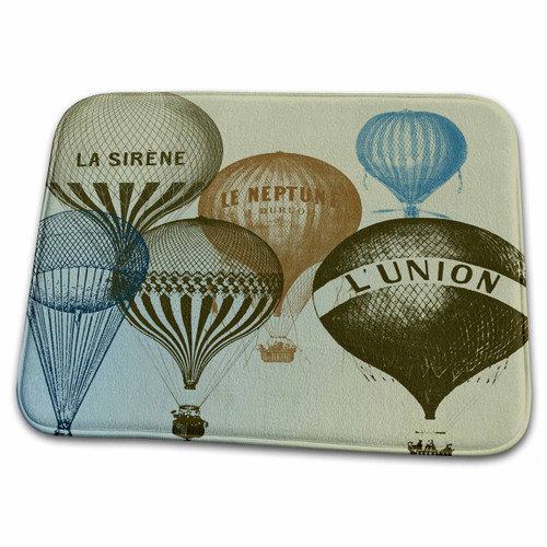 3dRose PS Vintage - French hot air Balloons Vintage Art - Bathroom Bath Rug Mats (rug-110424-1)