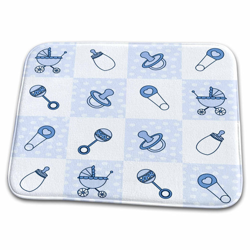 3dRose Janna Salak Designs Baby - New Baby Gift Blue - Bathroom Bath Rug Mats (rug-13835-1)