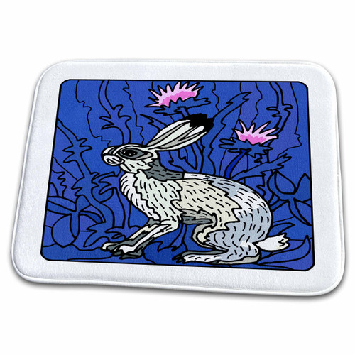 3dRose Grey Hare Blue Flower Background - Bathroom Bath Rug Mats (rug-178265-1)