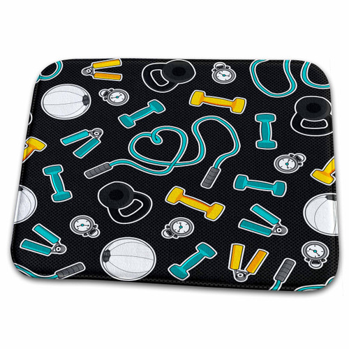 3dRose Fitness Love Personal Trainer Pattern Grey - Bathroom Bath Rug Mats (rug-185463-1)