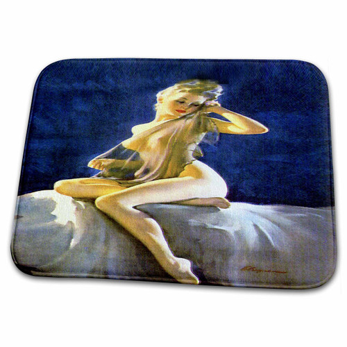 3dRose Print of Elvgren Pinup Sheer Nude - Bathroom Bath Rug Mats (rug-204162-1)