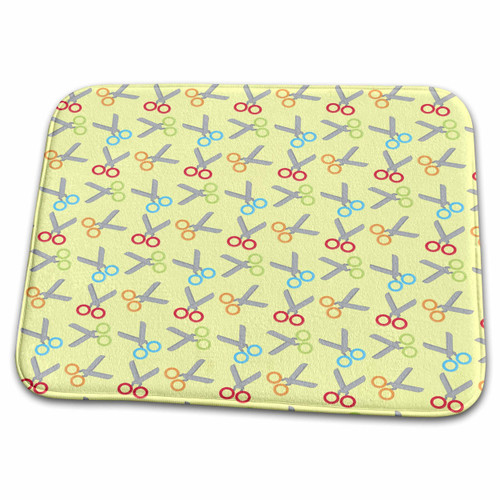 3dRose Cute Green, Pink, and Light Blue Scissors Pattern - Bathroom Bath Rug Mats (rug-210861-1)