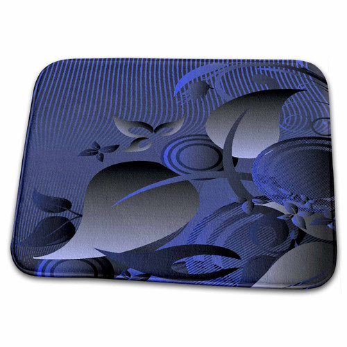 3dRose Steel Gray and Periwinkle Blue Leaves and Circles... - Bathroom Bath Rug Mats (rug-218016-1)