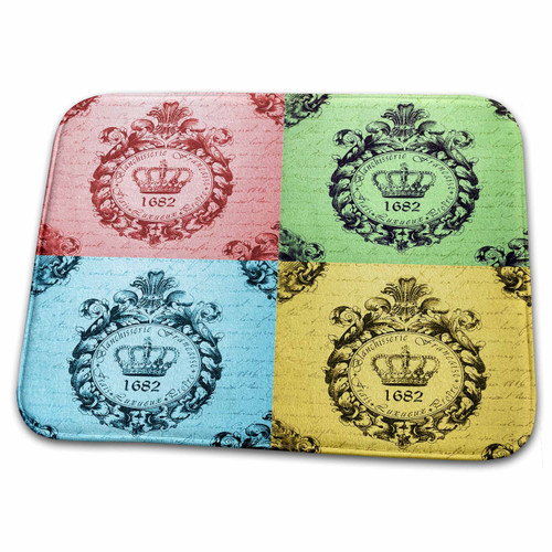 3dRose Medallion, French Script, Crown Toile. Popular Print. - Bathroom Bath Rug Mats (rug-218136-1)