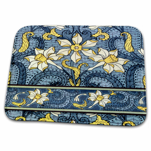3dRose Daffodil Design in Art Nouveau Style with... - Bathroom Bath Rug Mats (rug-220188-1)