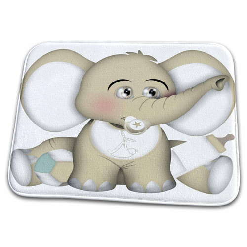 3dRose Cute Beige and White Baby Elephant with A Bottle and... - Bathroom Bath Rug Mats (rug-222569-1)