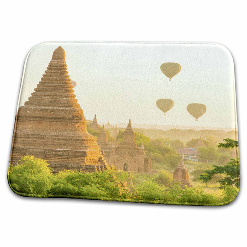 3dRose Myanmar. Hot air Balloons Rising Over The Temples of... - Bathroom Bath Rug Mats (rug-225386-1)
