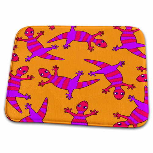 3dRose Cute Lizard Print Orange Purple Magenta - Bathroom Bath Rug Mats (rug-28491-1)