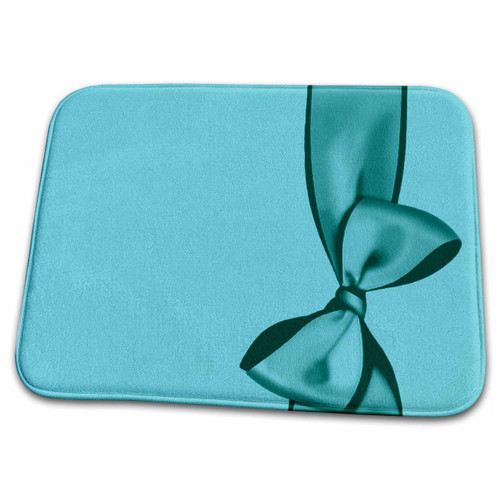 3dRose Turquoise Faux Satin Bow on Turquoise Grunge Damask... - Bathroom Bath Rug Mats (rug-33581-1)