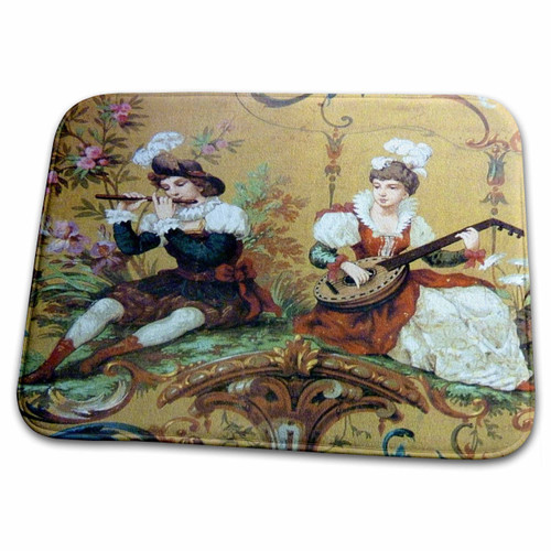 3dRose Florene Vintage - Renaissance Couple Play Music - Bathroom Bath Rug Mats (rug-34713-1)