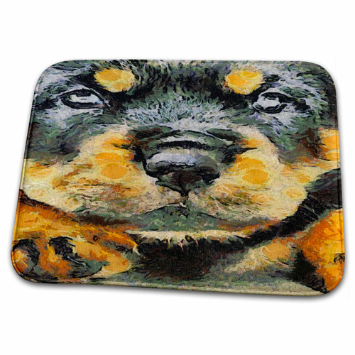 3dRose Artistic Rottweiler Puppy Portrait Vector Art - Bathroom Bath Rug Mats (rug-371478-1)