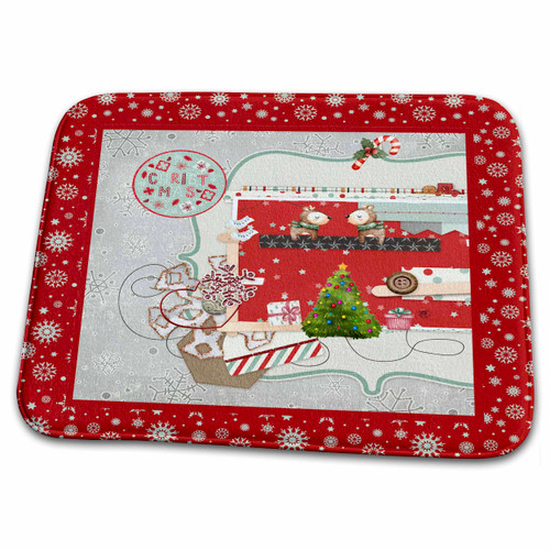 3dRose Image of Two Deer, Ice Skates, Candy Cane,... - Bathroom Bath Rug Mats (rug-373264-1)