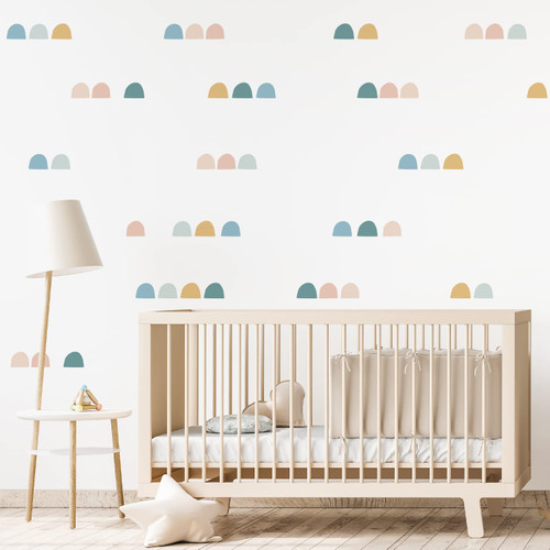 funlife 72 PCS Hill Boho Wall Decals Peel and Stick, Boho Hill Kids Wall Stickers, Wall Art Stickers for Girls Bedroom Nursery Kids Room Playroom, Sweet Hill